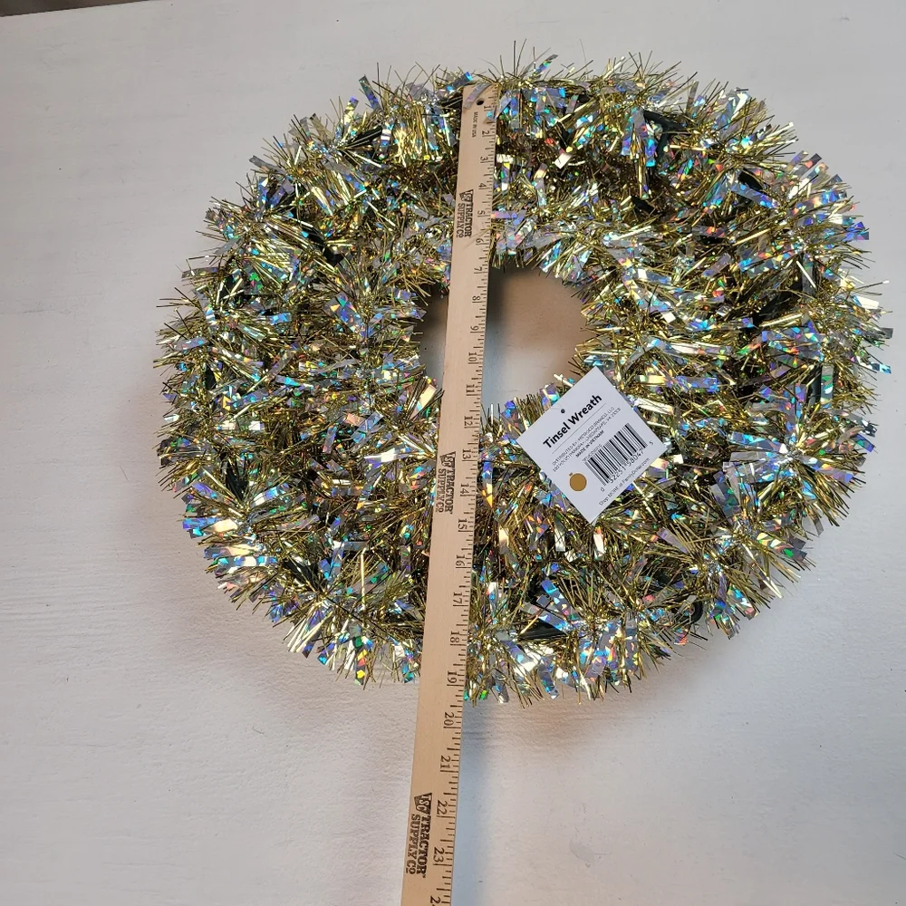 Festive Gold Tinsel Wreath